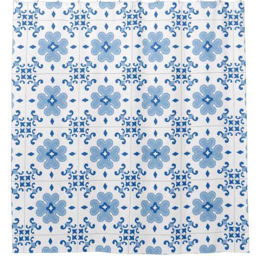  Portugees Azulejo Tile Pattern Douchegordijn (Voorkant)
