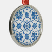 Portugees Azulejo Tile Pattern Metalen Ornament (Rechts)