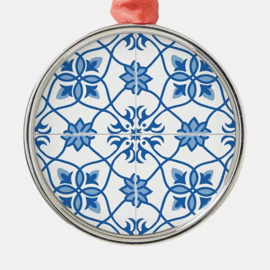 Portugees Azulejo Tile Pattern Metalen Ornament (Voorkant)