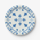 Portugees Azulejo Tile Pattern Papieren Bordje (Voorkant)