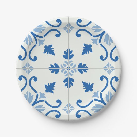 Portugees Azulejo Tile Pattern Papieren Bordje (Voorkant)