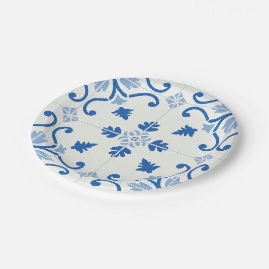 Portugees Azulejo Tile Pattern Papieren Bordje (Gekanteld)