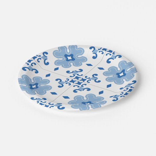 Portugees Azulejo Tile Pattern Papieren Bordje (Gekanteld)