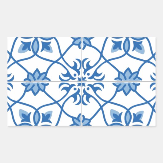 Portugees Azulejo Tile Pattern Rechthoekige Sticker (Voorkant)