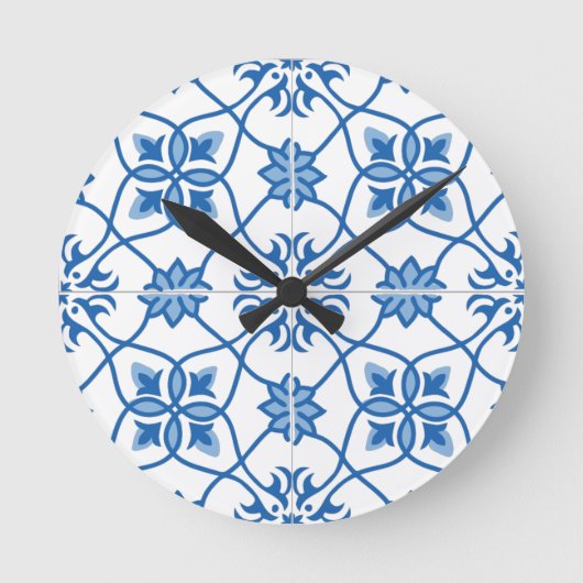 Portugees Azulejo Tile Pattern Ronde Klok (Voorkant)