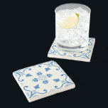 Portugees Azulejo Tile Pattern Stenen Onderzetter<br><div class="desc">Portugees Azulejo Tile Pattern Azulejo is een vorm van Spaans en Portugees geverfd met ingeglazuurde keramische tegels. Azulejos is te vinden op het binnen- en buitenkant van kerken, paleizen, gewone huizen, scholen en tegenwoordig restaurants, bars en zelfs spoorwegen of metrostations. Het is nog steeds een belangrijk aspect van de Portugese...</div>