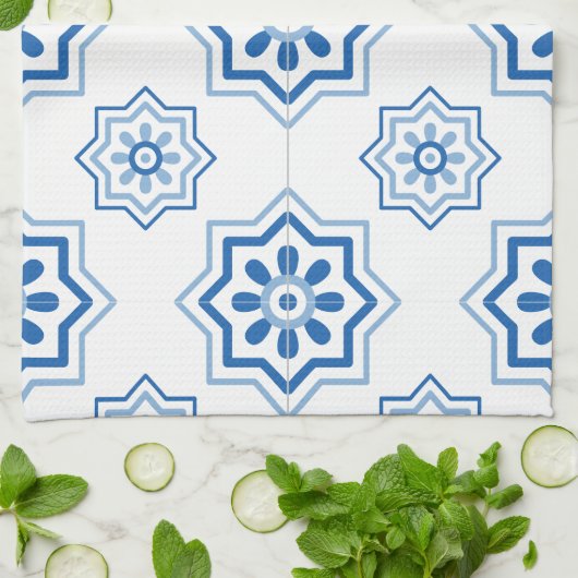  Portugees Azulejo Tile Pattern Theedoek (Gevouwen)