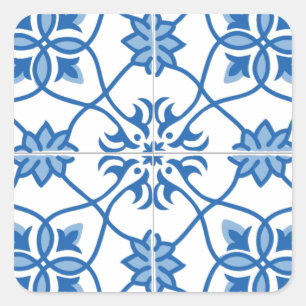 Portugees Azulejo Tile Pattern Vierkante Sticker