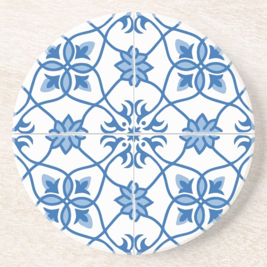  Portugees Azulejo Tile Pattern Zandsteen Onderzetter (Voorkant)
