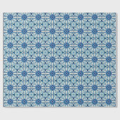 Portugees Azulejos Blue Floral Pattern Cadeaupapier (Vlak)