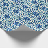 Portugees Azulejos Blue Floral Pattern Cadeaupapier (Hoek)