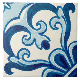 Portugees Azulejos Blue Floral Pattern Tegeltje