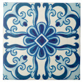 Portugees Azulejos Blue Floral Pattern  Tegeltje (Voorkant)