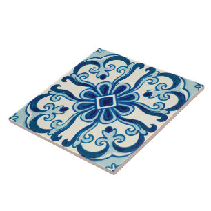 Portugees Azulejos Blue Floral Pattern  Tegeltje