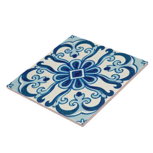 Portugees Azulejos Blue Floral Pattern  Tegeltje (Zijkant)