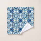 Portugees Azulejos Blue Floral Tile Pattern Bad Handdoek (Wasdoekje)