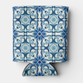 Portugees Azulejos Blue Floral Tile Pattern Blikjeskoeler (Voorkant)