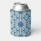 Portugees Azulejos Blue Floral Tile Pattern Blikjeskoeler (Blikje Achterkant)