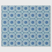 Portugees Azulejos Blue Floral Tile Pattern Cadeaupapier (Vlak)