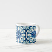 Portugees Azulejos Blue Floral Tile Pattern  Espresso Kop (Voorkant rechts)