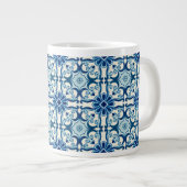 Portugees Azulejos Blue Floral Tile Pattern Grote Koffiekop (Voorkant rechts)