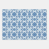 Portugees Azulejos Blue Floral Tile Pattern Inpakpapier Vel (Voorkant 2)