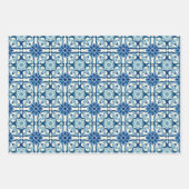 Portugees Azulejos Blue Floral Tile Pattern Inpakpapier Vel (Voorkant)