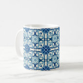 Portugees Azulejos Blue Floral Tile Pattern Koffiemok (Voorkant links)