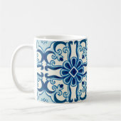 Portugees Azulejos Blue Floral Tile Pattern Koffiemok (Links)