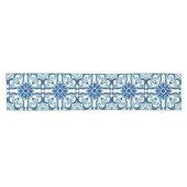 Portugees Azulejos Blue Floral Tile Pattern Korte Tafelloper (Horizontaal)