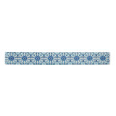 Portugees Azulejos Blue Floral Tile Pattern Satijnen Lint (Voorkant)