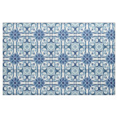 Portugees Azulejos Blue Floral Tile Pattern Stof (Fat Quarter)