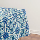 Portugees Azulejos Blue Floral Tile Pattern  Tafelkleed (Voorbeeld)