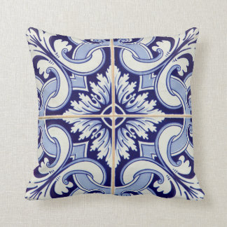 Portugees Azulejos Tile Patio pilotenblauw Kussen