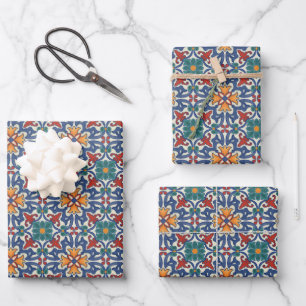 Portugees Azulejos Tile Pattern Inpakpapier Vel