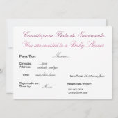 Portugees: Baby shower / Convite Chá de Bebe Kaart (Achterkant)