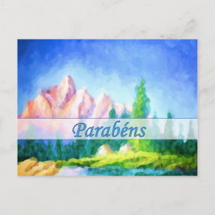 Portugees Birthday Pink Mountain Briefkaart