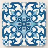 Portugees blauw Azulejo Fleur De Lis Drinkware Bier Onderzetter (Voorkant)