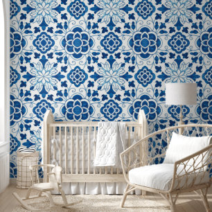  Portugees blauw Azulejos Tile Pattern Behang