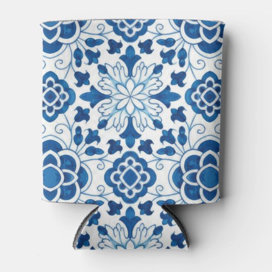  Portugees blauw Azulejos Tile Pattern Blikjeskoeler (Voorkant)