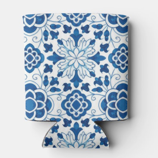  Portugees blauw Azulejos Tile Pattern Blikjeskoeler (Achterkant)