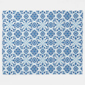 Portugees blauw Azulejos Tile Pattern Fleece Deken (Voorkant (Horizontaal))