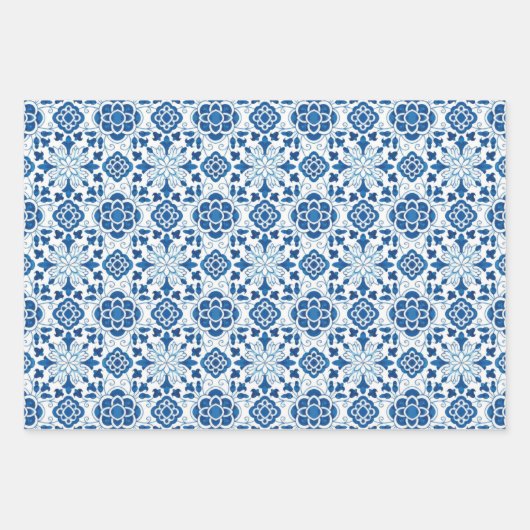 Portugees blauw Azulejos Tile Pattern Inpakpapier Vel (Voorkant 2)
