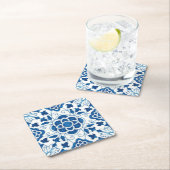 Portugees blauw Azulejos Tile Pattern Kartonnen Onderzetters (Insitu)