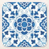  Portugees blauw Azulejos Tile Pattern Kartonnen Onderzetters (Voorkant)