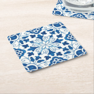 Portugees blauw Azulejos Tile Pattern Kartonnen Onderzetters