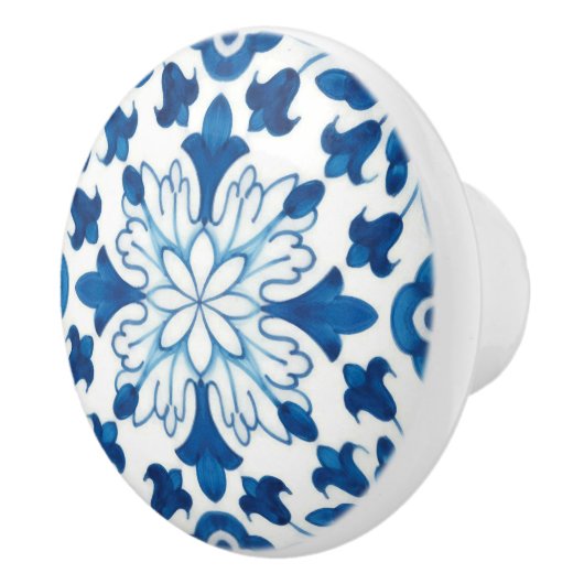  Portugees blauw Azulejos Tile Pattern Keramische Knop (Rechts)