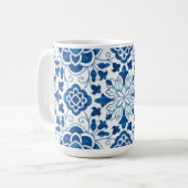  Portugees blauw Azulejos Tile Pattern Koffiemok (Voorkant links)