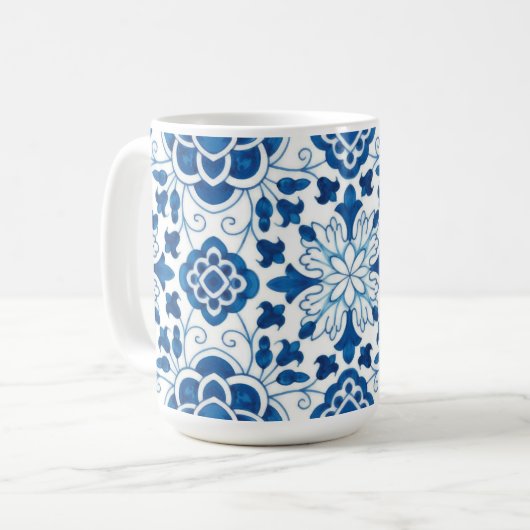  Portugees blauw Azulejos Tile Pattern Koffiemok (Voorkant links)