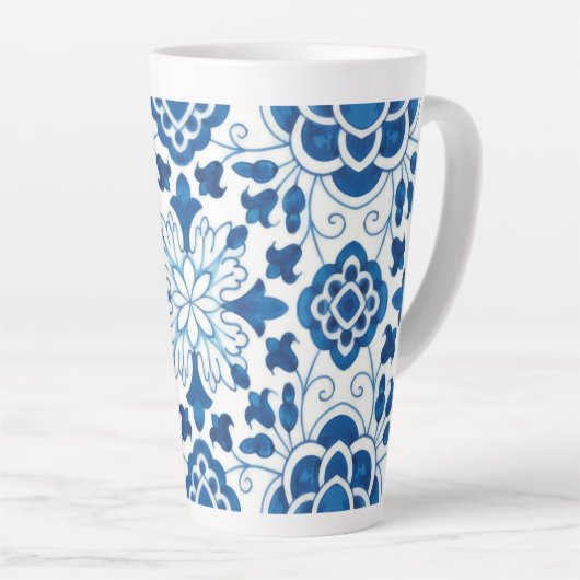 Portugees blauw Azulejos Tile Pattern Latte Mok (Rechterhoek)